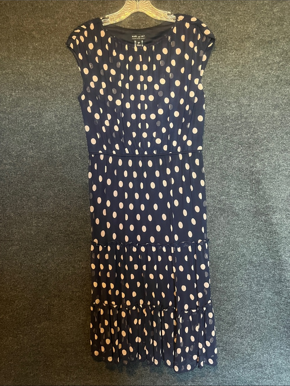 Kate Spade Navy and White Polka Dot Maxi Dress